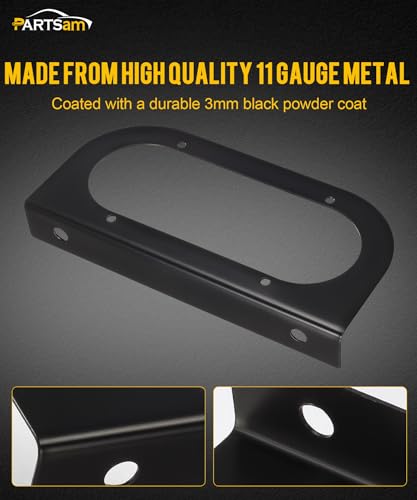 Partsam 2Pcs 6" Oval Tail Light Mounting Brackets [L Shaped] [3mm Powder Coated Steel] [Ultra Sturdy] [Versatile Horizontal Mounting] for 6" Oval Taillights On Truck Trailer RV Grommet Flush Mount - Image 3