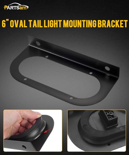 Partsam 2Pcs 6" Oval Tail Light Mounting Brackets [L Shaped] [3mm Powder Coated Steel] [Ultra Sturdy] [Versatile Horizontal Mounting] for 6" Oval Taillights On Truck Trailer RV Grommet Flush Mount - Image 2