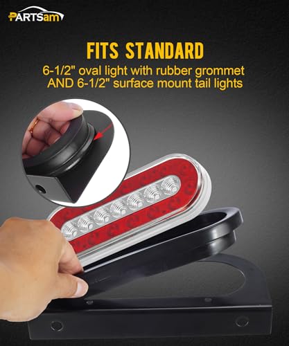 Partsam 2Pcs 6" Oval Tail Light Mounting Brackets [L Shaped] [3mm Powder Coated Steel] [Ultra Sturdy] [Versatile Horizontal Mounting] for 6" Oval Taillights On Truck Trailer RV Grommet Flush Mount - Image 4