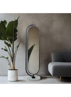 Switch Black Iron Frame Full Length Mirror With Holder And Hangers In The Back, Size 175X42 Cm  - Image 1