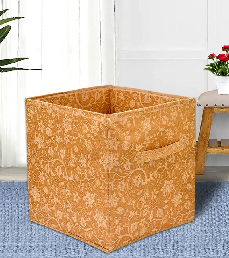 Kuber Industries Heart Home Metalic Printed MultiUtility Organizer Storage box Closet For Clothes Toys With Handle BrownHS43HEARTH26205 - Image 1