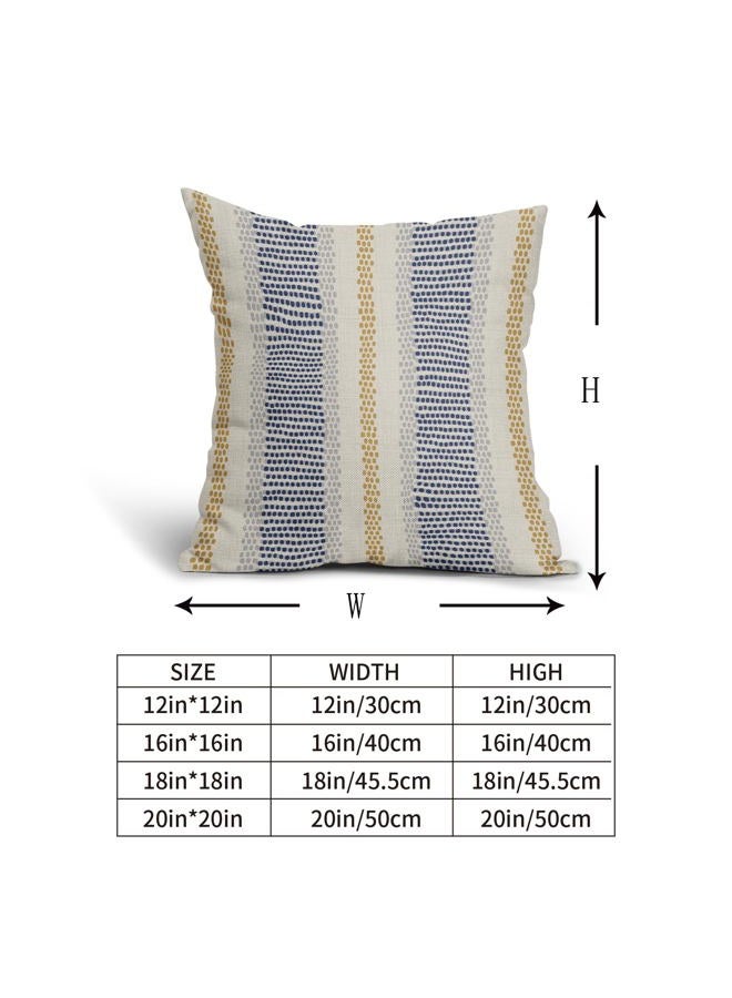 Aytipun Blue Yellow Pillow Covers 18x18 Set of 2 Gray Grey Dot Print Striped Decorative Throw Pillows Outdoor Boho Rustic Pillowcase Farmhouse Linen Cushion Case Decor for Home Sofa Couch Bed - Image 5