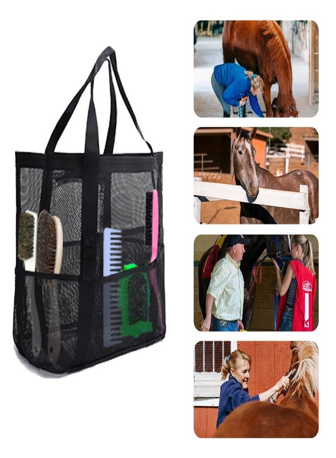 Smallan Smanllan Horse Grooming Organizer Bag,8 Pockets Waterproof Horse Grooming Tote Bag with Mesh (Black) - Image 3