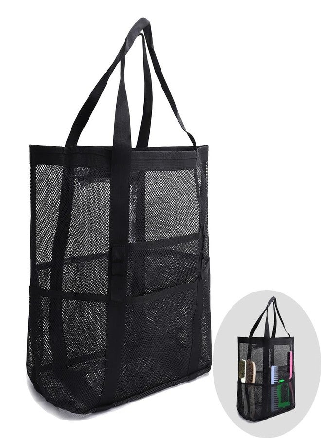 Smallan Smanllan Horse Grooming Organizer Bag,8 Pockets Waterproof Horse Grooming Tote Bag with Mesh (Black) - Image 1