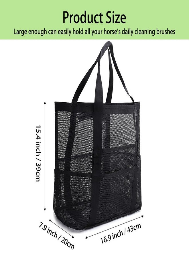 Smallan Smanllan Horse Grooming Organizer Bag,8 Pockets Waterproof Horse Grooming Tote Bag with Mesh (Black) - Image 5