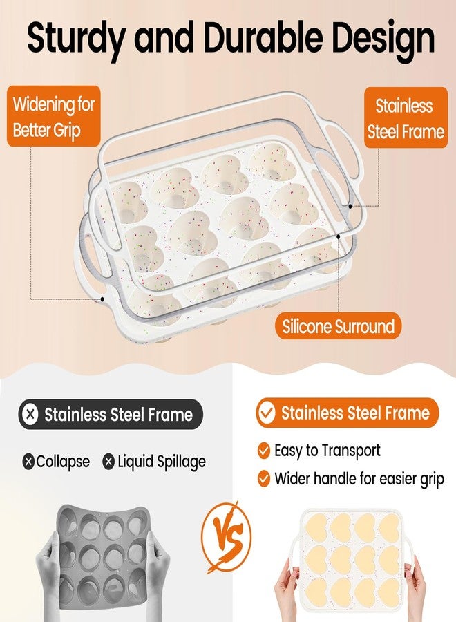 Fimary Premium Silicone Heart-Shaped Baking Mold with Metal Reinforced Frame - 1 Pack Non-Stick Cupcake & Muffin Pan for Baking Chocolate, Egg Bites & Brownies - BPA Free, Dishwasher & Oven Safe - Image 4