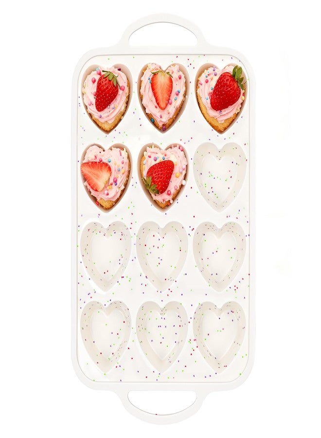 Fimary Premium Silicone Heart-Shaped Baking Mold with Metal Reinforced Frame - 1 Pack Non-Stick Cupcake & Muffin Pan for Baking Chocolate, Egg Bites & Brownies - BPA Free, Dishwasher & Oven Safe - Image 1