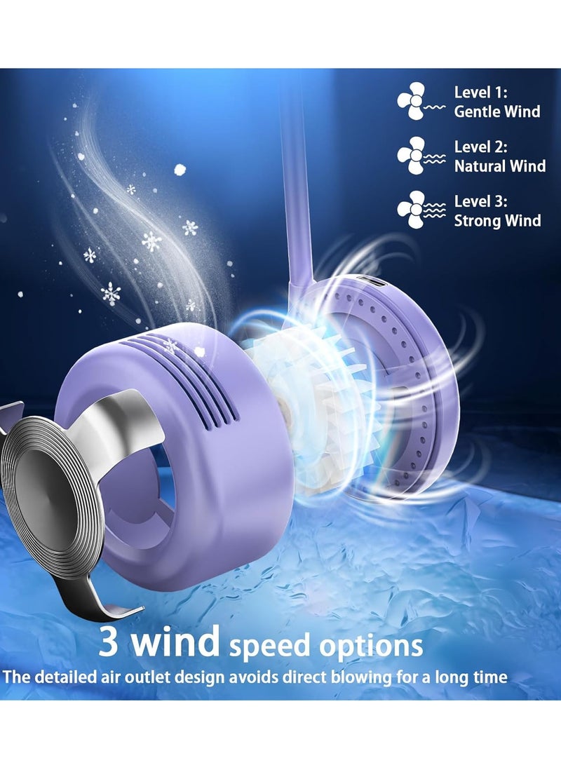 general Portable Neck Fan,720°Rotatable Hands,Free Personal Fan,USB Rechargeable with 3 Speeds Bladeless Fan, Adjustable MiniFan for Indoor Outdoor (Purple) - Image 3