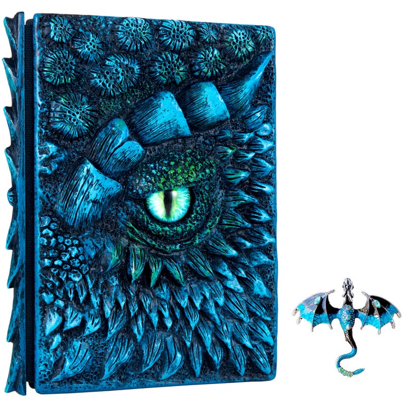 LZlightactor 3D Dragon Eye Embossed Journal,Resin Engraving Notebook,Dnd notebook for Dragon Lovers ï¼ŒBlank Paper,Hardcover Travel Notepad for Writing,Sketchbook,Collection,Gift,Decoration A4 and A5 Size (A5-Blue - Image 1