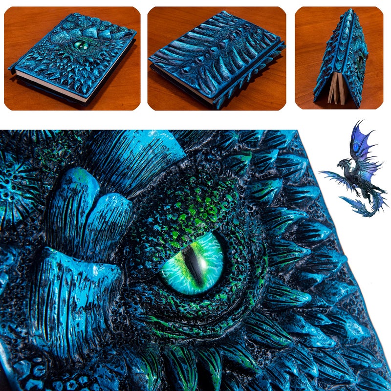 LZlightactor 3D Dragon Eye Embossed Journal,Resin Engraving Notebook,Dnd notebook for Dragon Lovers ï¼ŒBlank Paper,Hardcover Travel Notepad for Writing,Sketchbook,Collection,Gift,Decoration A4 and A5 Size (A5-Blue - Image 4