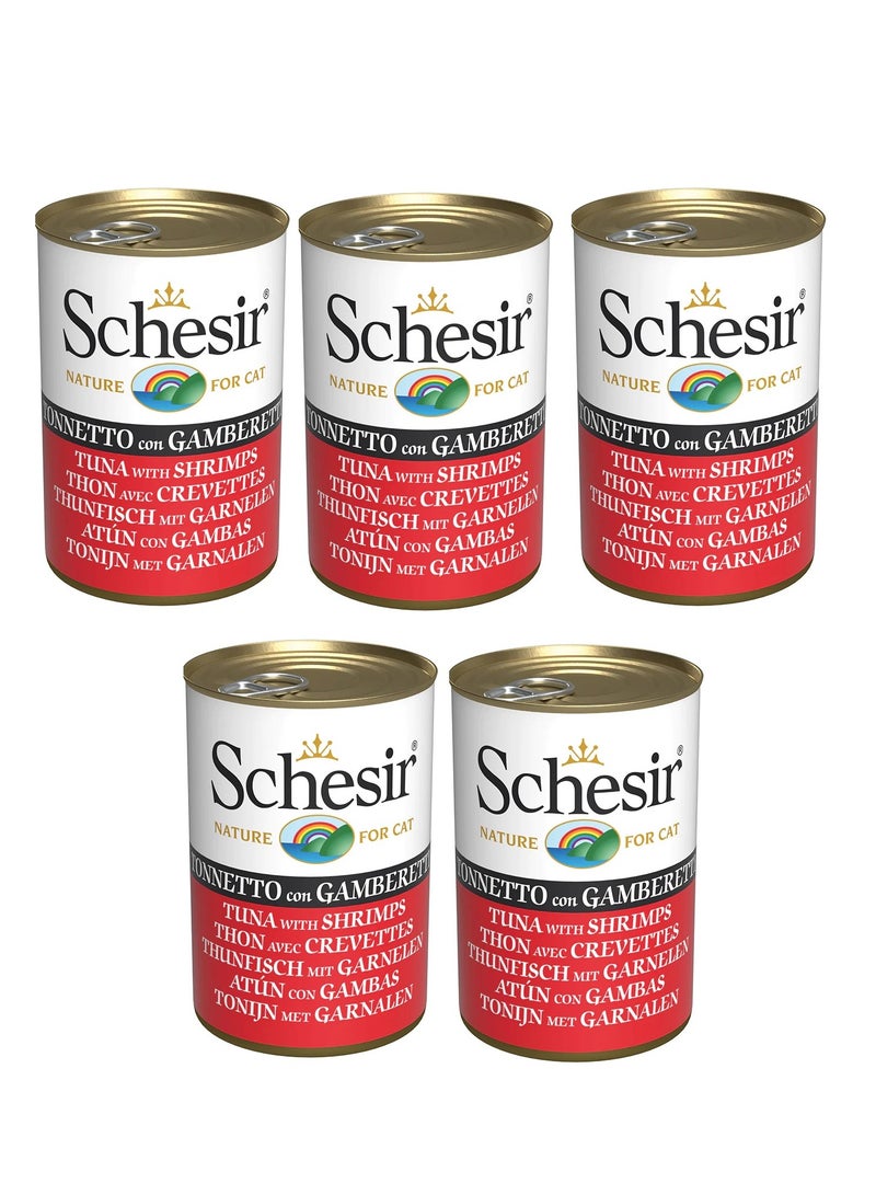 Schesir 5Pc Tuna With Shrimps Adult Cat Wet Food 140g - Image 1