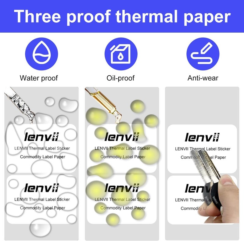 LENVII 50x30mm (2"x1.18") Thermal Labels 2000 Sheets - 8 Rolls × 250 Labels, 3-Proof (Water/Oil/Scratch) Multi-Use Adhesive Stickers for Address/Barcode/FNSKU Tags -Home/Office/Product/Gift Labeling - Image 3