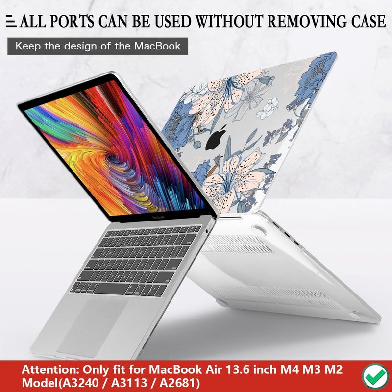 CISSOOK Compatible with MacBook Air 13.6 inch Case 2026 2025 2024 2022 Release A3449 A3240 A3113 A2681, Lily Flowers Hard Shell Keyboard Cover Screen Protector for MacBook Air 13 inch M2 M3 M4 M5 - Image 5