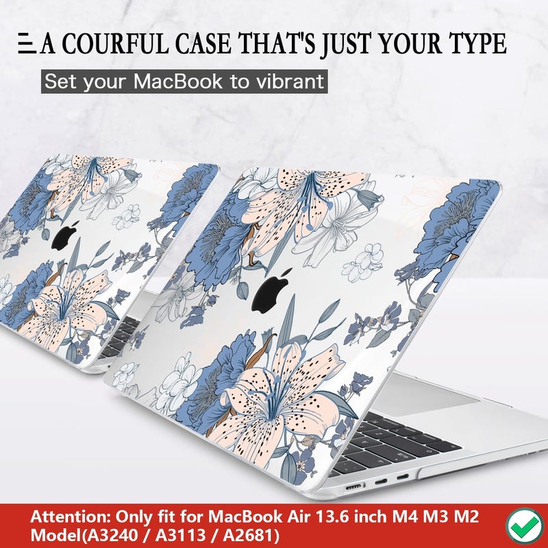 CISSOOK Compatible with MacBook Air 13.6 inch Case 2026 2025 2024 2022 Release A3449 A3240 A3113 A2681, Lily Flowers Hard Shell Keyboard Cover Screen Protector for MacBook Air 13 inch M2 M3 M4 M5 - Image 3