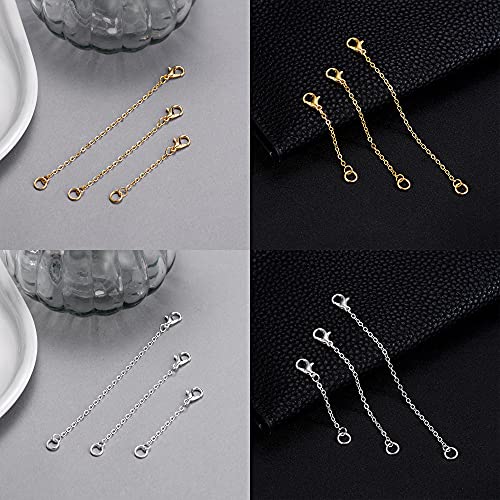 Softones 12-18Pcs Ankle Bracelets Extenders-Extension for Womens Jewelry(1 2 3 Inch),with Lobster Clasp and O-Clasp from Gold Silver Rose Gold - Image 3