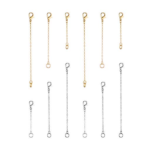 Softones 12-18Pcs Ankle Bracelets Extenders-Extension for Womens Jewelry(1 2 3 Inch),with Lobster Clasp and O-Clasp from Gold Silver Rose Gold - Image 1