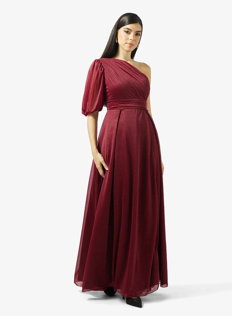 One Shoulder Puff Sleeve Dress