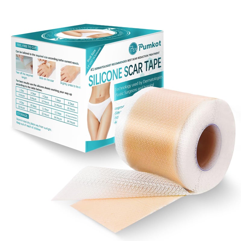Pumkot Silicone Scar Sheets Silicone Scar Tape18 x 157 Roll4M Medical Grade Scar Removal Away Strips for Surgical Scars Keloid CSection Burn Stickiness Upgrade Waterproof Reusable - Image 2