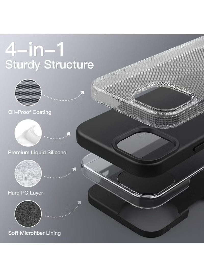 general Premium Liquid Silicone Case for iPhone 14 Pro Max – 4-in-1 Shockproof Full-Body Protective Cover with Soft Microfiber Lining & Precise Camera Protection – Midnight Black - Image 4