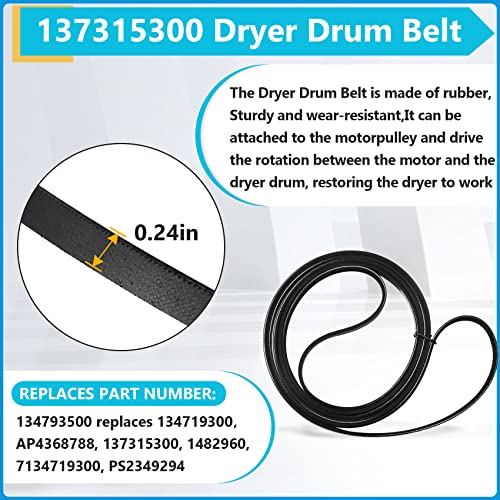 Casmer Dryer Repair Kit Compatible With electrolux Dryers Includes 137315300 Dryer Belt(1pc), 134715900 Drum Support Wheel(4pcs) and 134793500 Idler Pulley(1pc), Figure 7 Shows More Compatible Models - Image 4