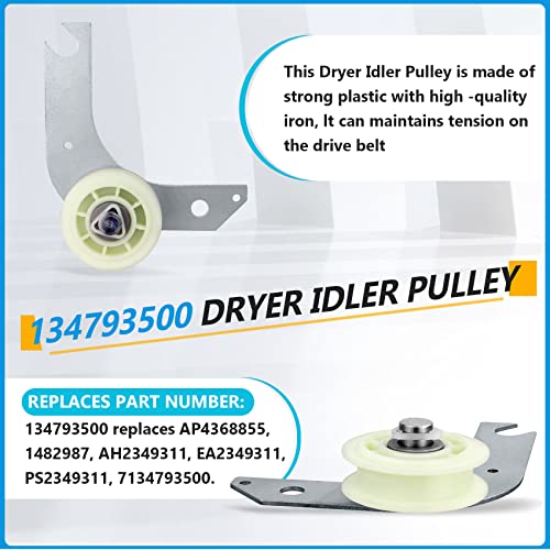 Casmer Dryer Repair Kit Compatible With electrolux Dryers Includes 137315300 Dryer Belt(1pc), 134715900 Drum Support Wheel(4pcs) and 134793500 Idler Pulley(1pc), Figure 7 Shows More Compatible Models - Image 3