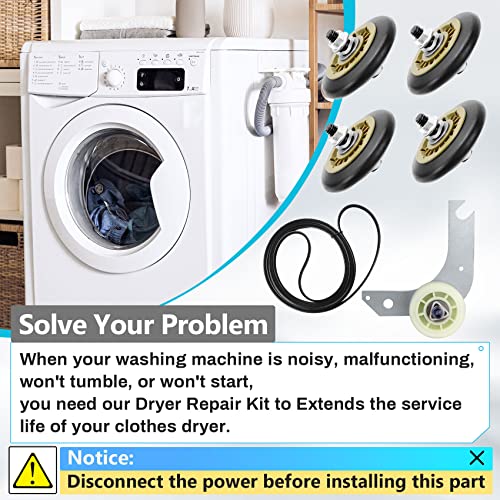 Casmer Dryer Repair Kit Compatible With electrolux Dryers Includes 137315300 Dryer Belt(1pc), 134715900 Drum Support Wheel(4pcs) and 134793500 Idler Pulley(1pc), Figure 7 Shows More Compatible Models - Image 5