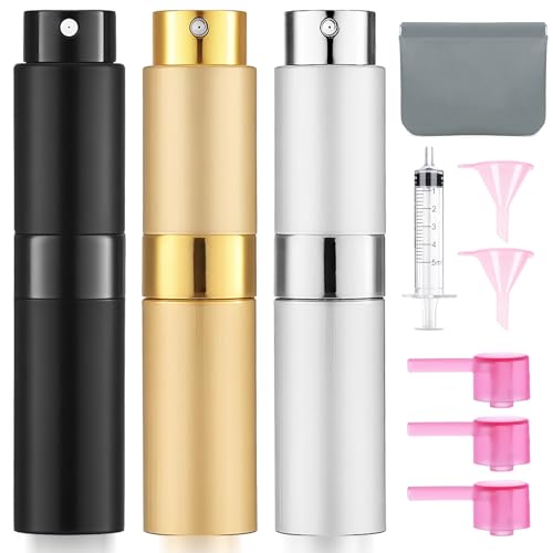 DPLASKA 3 Pack 8ML Empty Cologne Travel Spray Bottle Perfume Atomizer for Refill Portable Cologne Dispenser Mini Sprayer for Women Twist Tpye - Image 1
