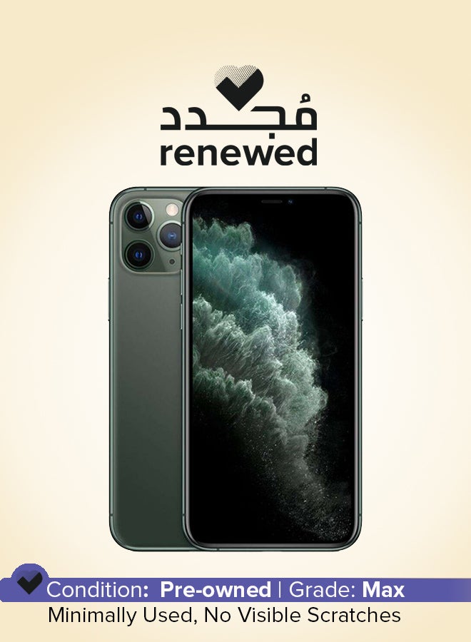 ابل  مجدد - هاتف آيفون 11 برو ماكس مع تطبيق فيس تايم بلون أخضر الليل وذاكرة روم 256 جيجابايت ويدعم تقنية 4G LTE - Image 1