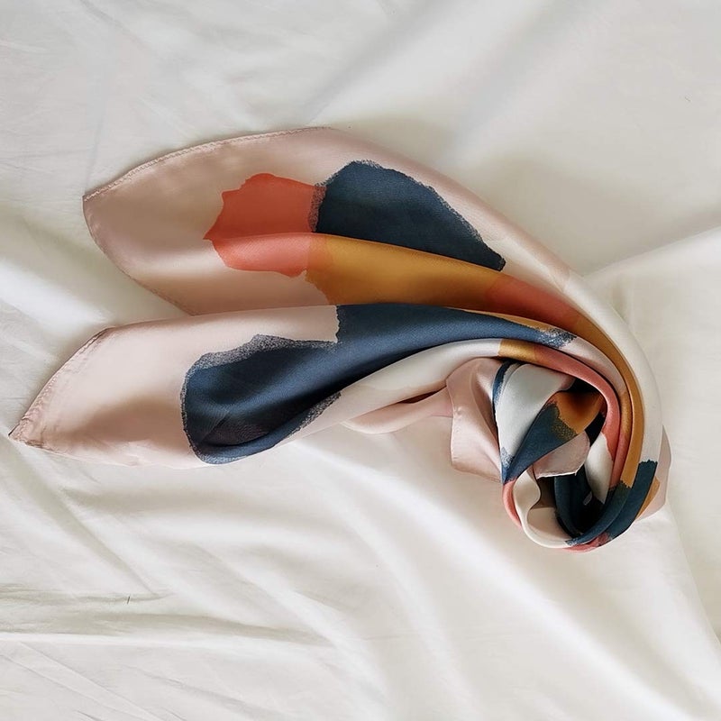 FONYVE Silk Feeling Scarf Medium Square Satin Head Scarf for Women 27.5 inches - Image 4