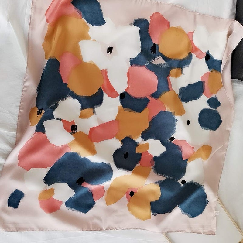 FONYVE Silk Feeling Scarf Medium Square Satin Head Scarf for Women 27.5 inches - Image 2
