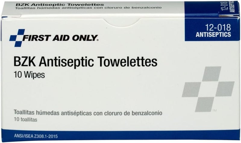 First Aid Only 12-018 Benzalkonium Chloride Wipes, Individually Wrapped, 10 Count - Image 1