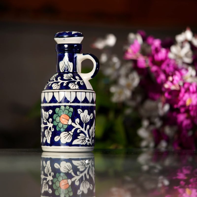 Freakway Ceramic Blue Floral Art 500 ML Oil Dispenser for Kitchen, Oil Bottle, Oil Sprayer, Vinegar Bottle for Kitchen Storage/ 100% Food & Microwave Safe| 1 Piece-Blue & White - Image 5