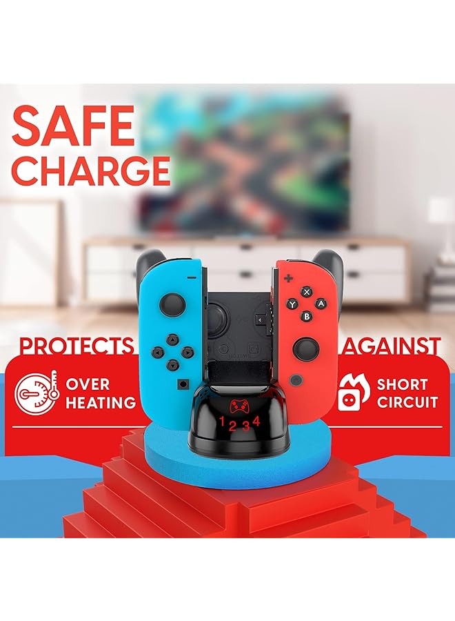 KASTWAVE 5 In 1 Game Controller Charger Station Compatible With Switch + Switch Oled Charging Dock For 4 Joy Con Controllers & 1 Pro Controller Includes 5 Foot Usb C Cable - Image 3