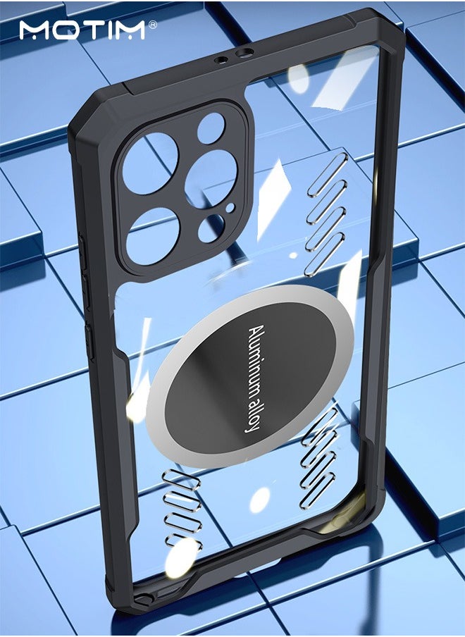 Motim - Phone Cooling Case for iPhone 14/14 Plus, Heat Dissipation, Aluminum Alloy Cooling Cover, Support Car Magnetic Suction Function, Back TPU Bumper Case for iPhone 14 Pro/14 Pro Max - Image 1