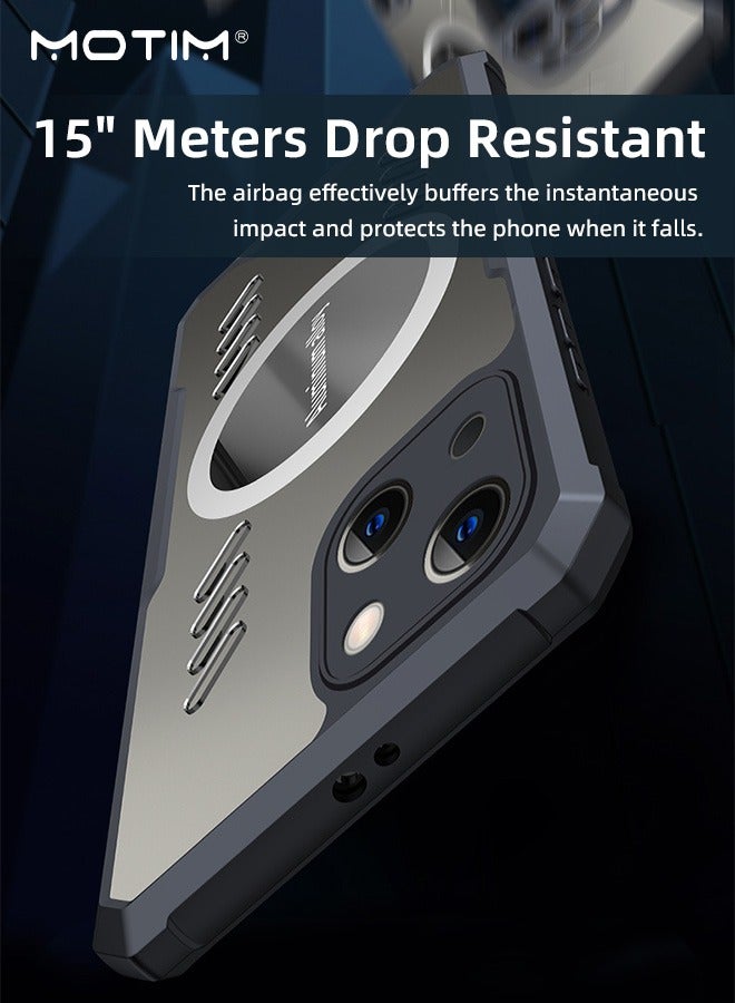 Motim iPhone 14 /14 Plus Phone Case, Aluminum Alloy Hollow Heat Dissipation Cooling Case, Support Car Magnetic Suction Function, TPU Back Bumper Case Shockproof Protective Cover - Image 2