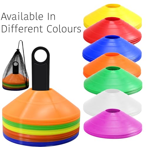 Fitfix® Disc Cones Set | Space Marker Cones 2" Height- Agility Training Cones for Cricket, Exercise, Kids Activity, Sports | Football Cones Set with Stand, Carry Bag (Pack of 20 Multicolour Colour) - Image 5