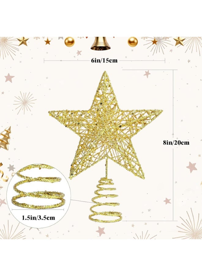 Eworld Glitter Christmas Tree Topper Star | Gold Five-Pointed Iron Star Ornament | Sparkling Christmas Tree Decoration – 15 × 20 cm - Image 2