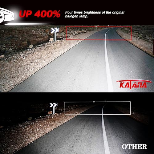 KATANA 9007 Light Bulb, HB5 Bulb 400% Brightness 6500K White Plug and Play Mini Size Fog Light Bulb of 2 - Image 2