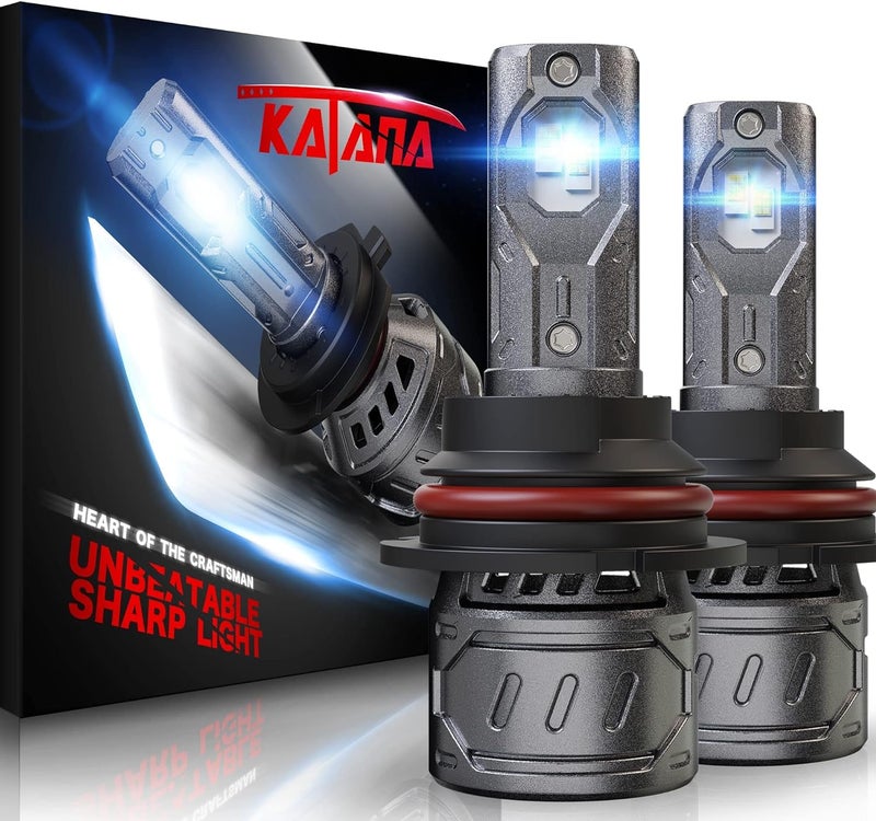 KATANA 9007 Light Bulb, HB5 Bulb 400% Brightness 6500K White Plug and Play Mini Size Fog Light Bulb of 2 - Image 1