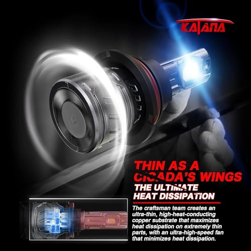 KATANA 9007 Light Bulb, HB5 Bulb 400% Brightness 6500K White Plug and Play Mini Size Fog Light Bulb of 2 - Image 4