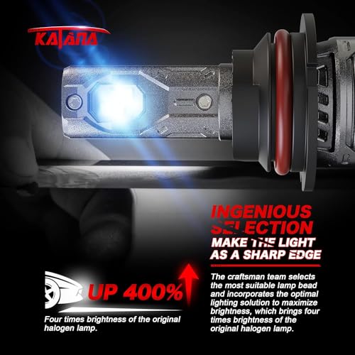 KATANA 9007 Light Bulb, HB5 Bulb 400% Brightness 6500K White Plug and Play Mini Size Fog Light Bulb of 2 - Image 5