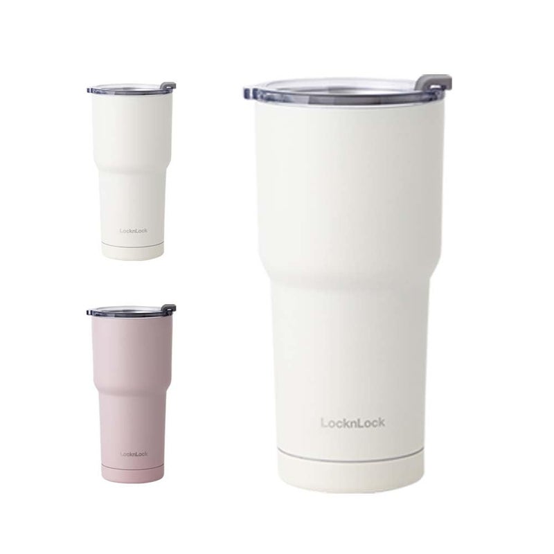 LocknLock Pure Tumbler Ivory 16oz BPAFree Double Wall Stainless Steel Vacuum Insulated Tumbler for Coffee Tea and Water Thermal Travel Mug Cup for Hot Cold Beverage