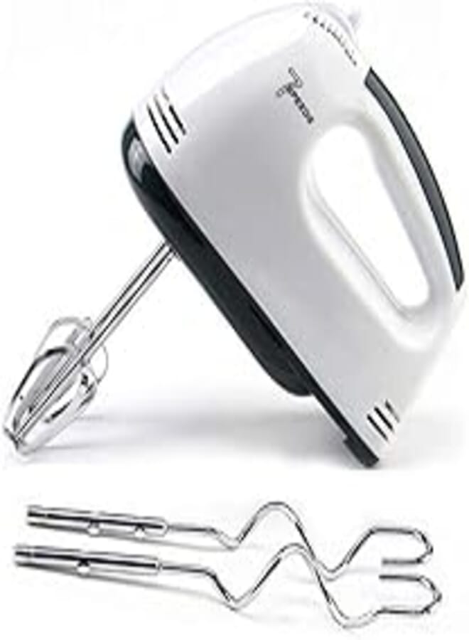 Leaflai Hand Mixer, Electric Whisk, 7-Speed Cake Mixer 7 Speeds, 180W Power Kitchen Handheld Mixer with 2X Dough Hooks and 2X Balloon Whisks for Egg Cream Milk Frother