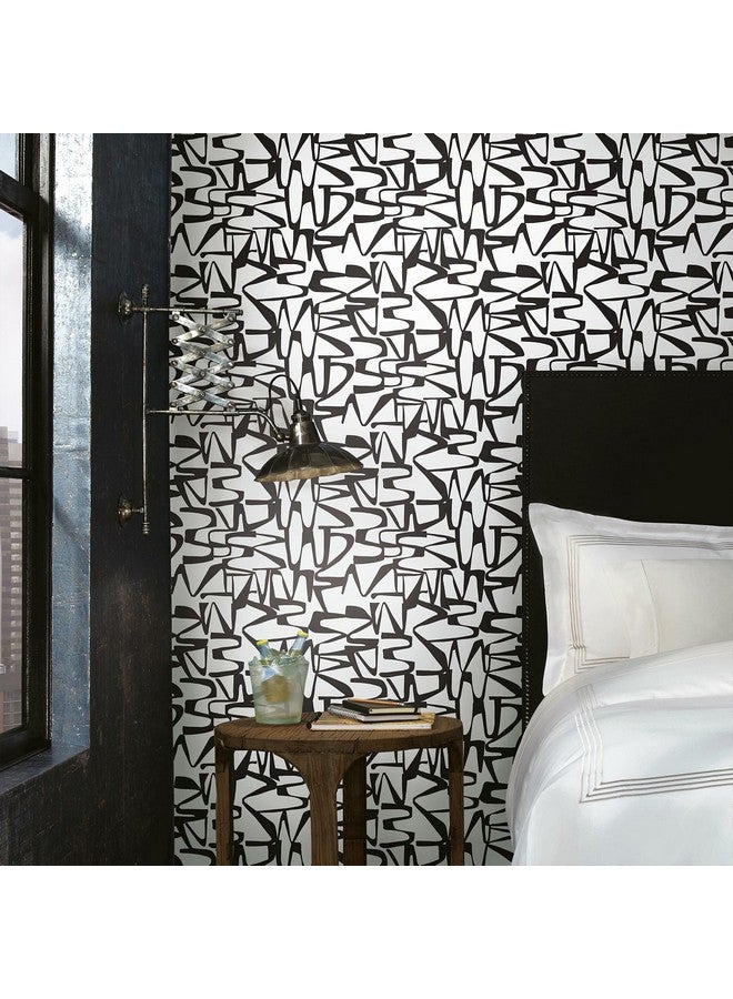 RoomMates Rmk12098Rl Jane Dixon Black And White Enigmatic Peel And Stick Wallpaper - Image 1