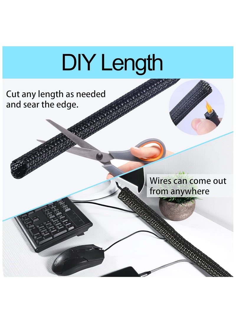NNEWVANTE - Cable Tidy Sleeve, 3m Cable Management Tube for PC/TV, Diameter 12-20mm, Self Adhesive Protector Wire Tidy Organiser for Home, Office - Black - Image 1
