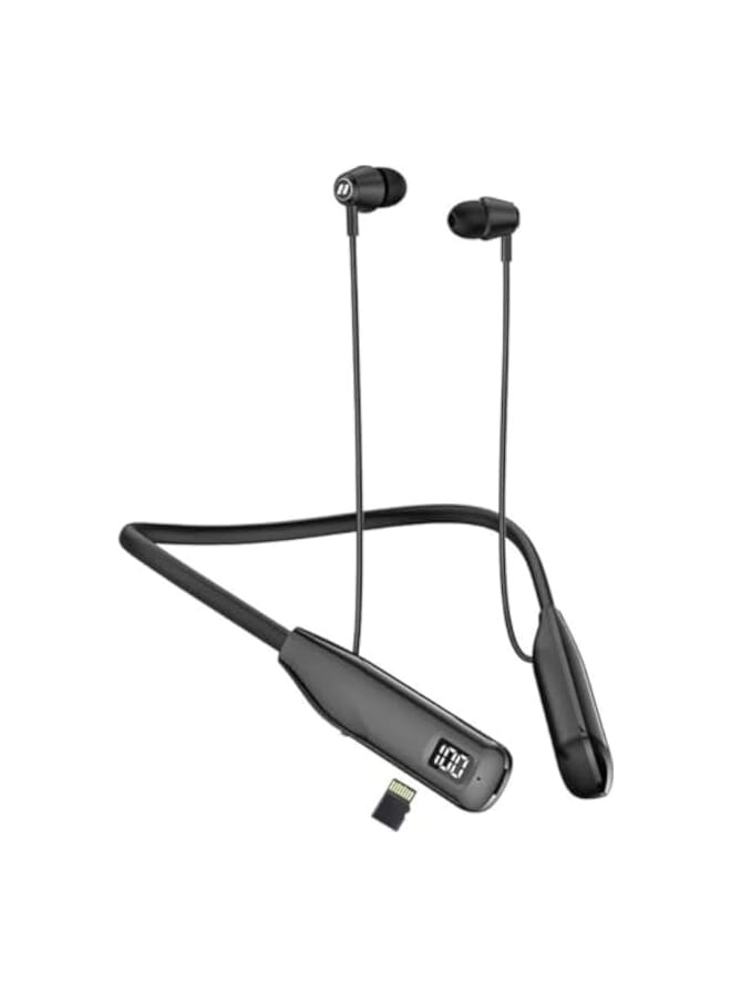 Haino Teko Haino Teko HN110 Bluetooth Neck Band Earphone 110 Hours Music With High Bass Sound Quality Super Clear Mic and Support TF Card Black - Image 2