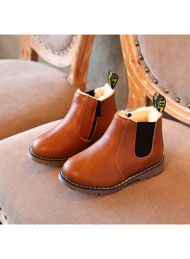 Autumn And Winter New Children's Shoes Boys' Short Boots British Leather Boots Girls' Single Boots Retro Big Children's Martin Boots Trendy