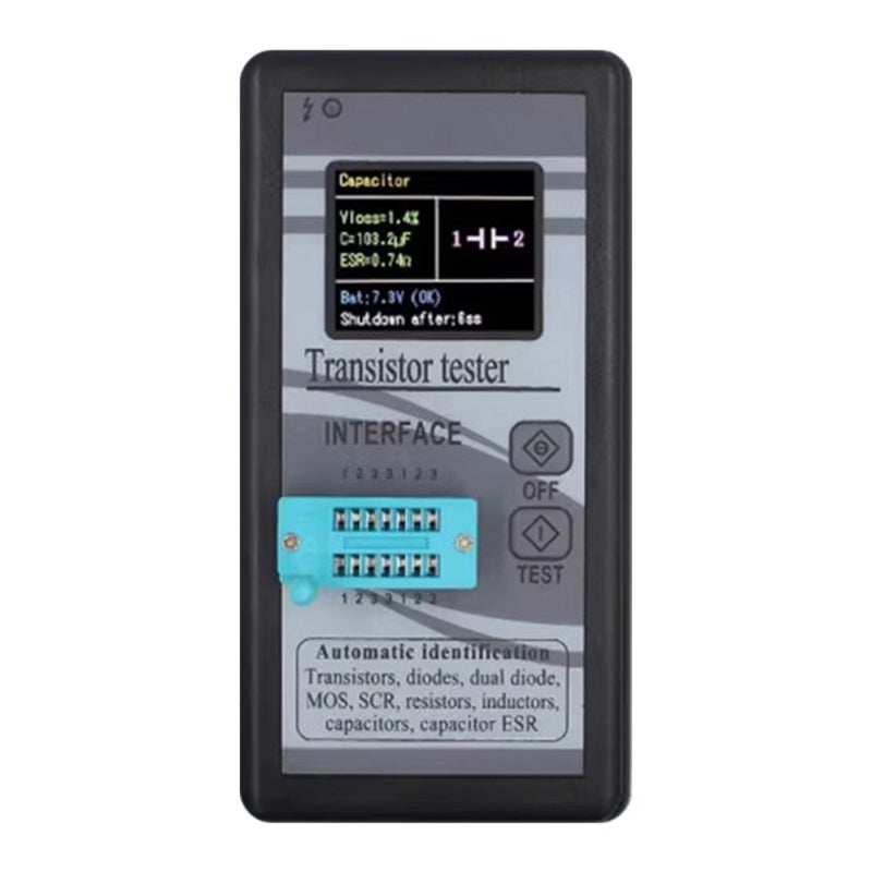 Transistor Tester NPN PNP Transistor Diode Resistor Inductor Capacitance MOS SCR ESR Meter with 1.8 Inch TFT Screen Automatic Pin Detection - Image 1