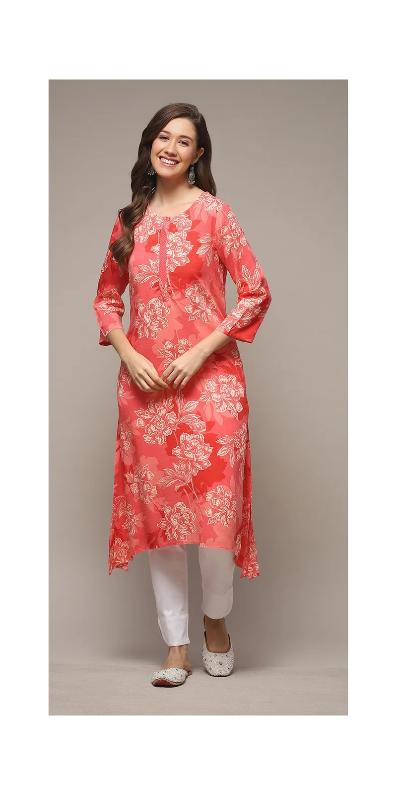 Biba Coral LIVA Straight Printed Kurta