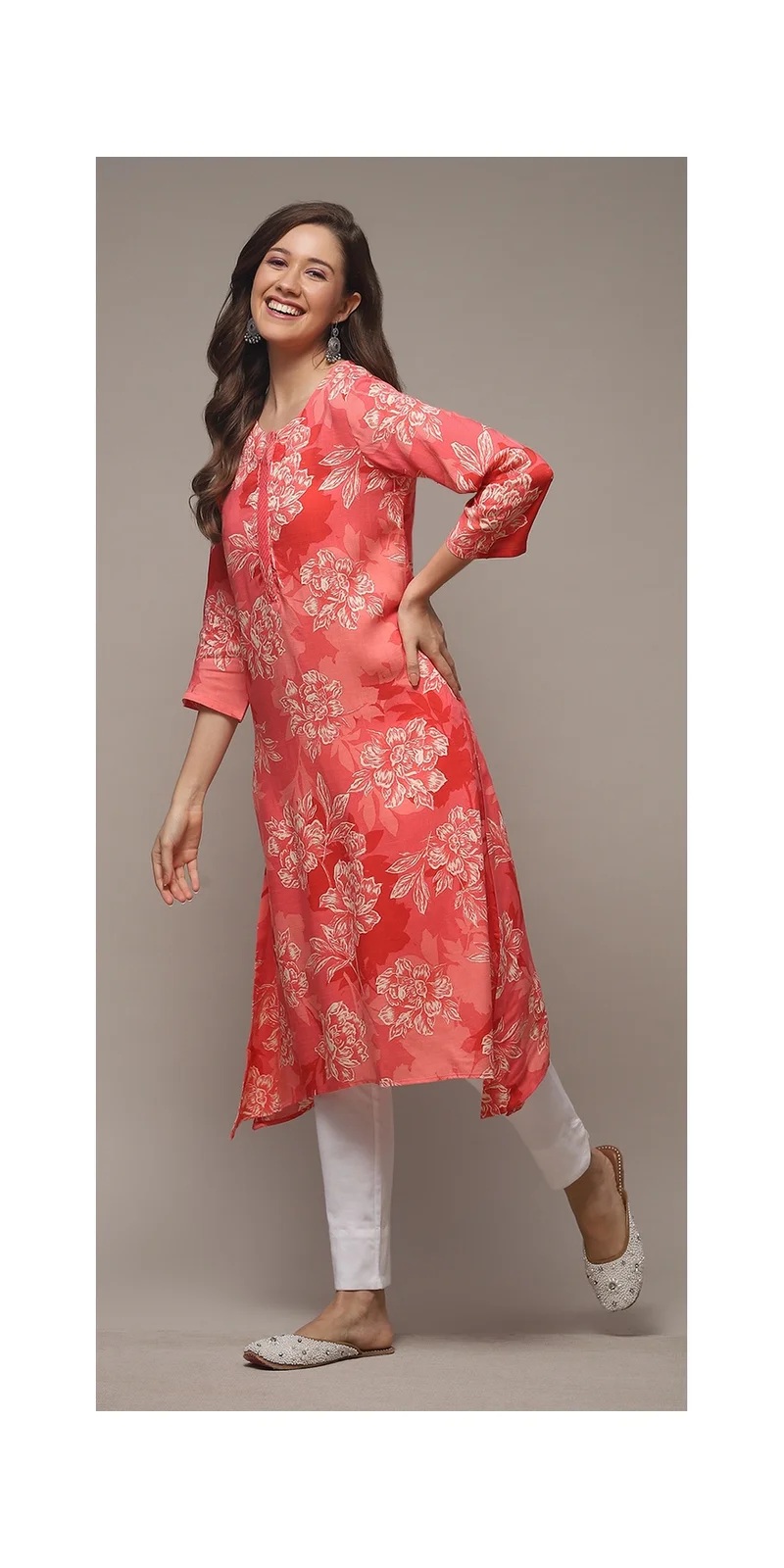 Biba Coral LIVA Straight Printed Kurta